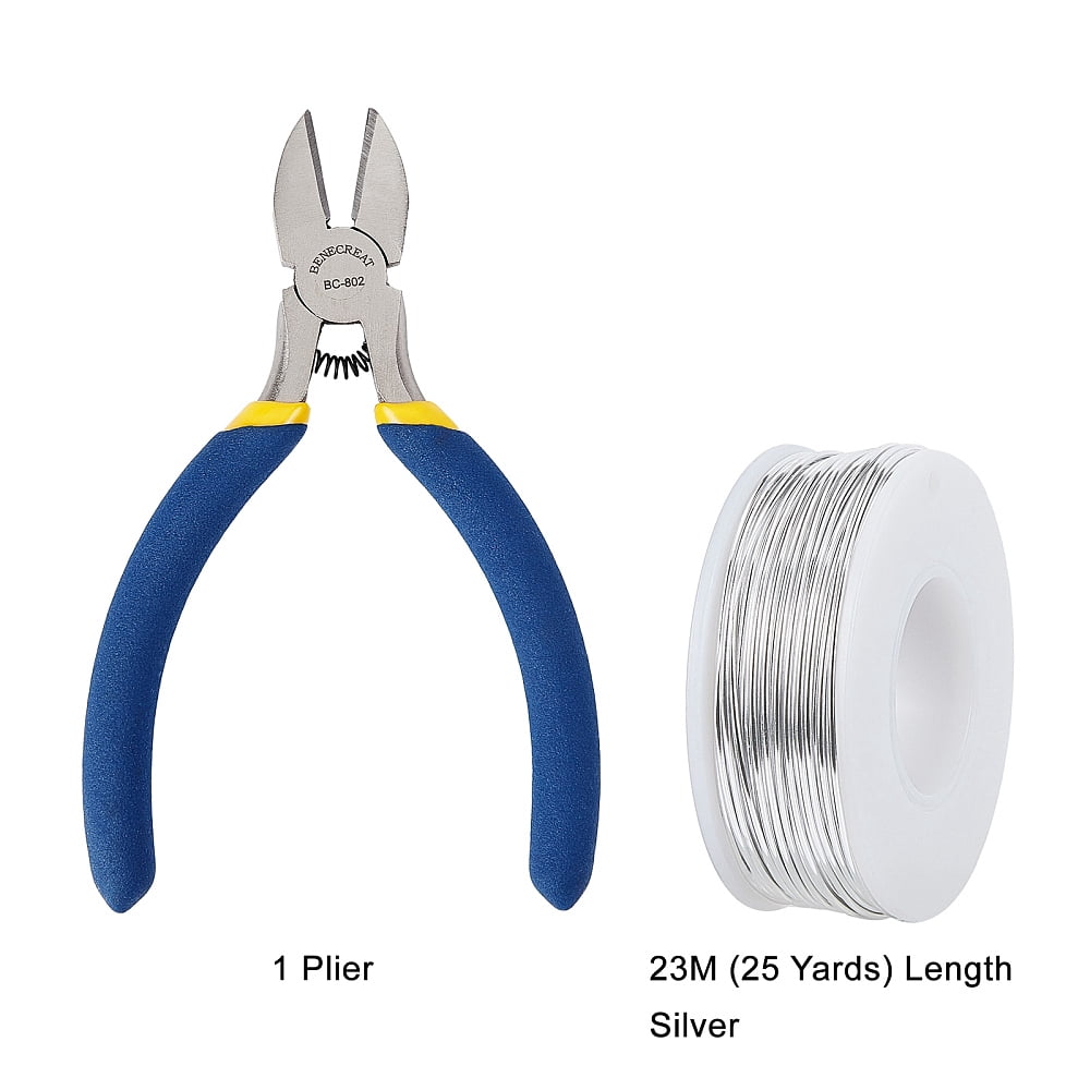DIY Jewelry Kits with Aluminum Wire and Iron Side Cutting Pliers Silver 1mm 23m/roll 6rolls/set