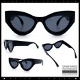thumbnail image 2 of SA106 Womens Mod Chunky Thick Plastic Vintage Cat Eye Sunglasses - All Black, 2 of 7