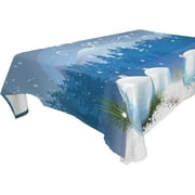 SKYSONIC Christmas Balls Tablecloth Waterproof Washable Polyester Square Table Cover Durable Tablecloth for Kitchen Dining Table Party Decor (54 X 54 Inch)