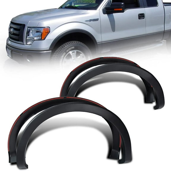 Wheel Fender Flares Kit Compatible with 2009-2014 Ford F150 Styleside with 67.0" / 78.8" / 97.4" Bed Length Models Only(Do not fit Platinum and Raptor Models) Textured Factory Style