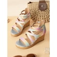 thumbnail image 3 of Girls Wedge Sandals Open Toe Platform Espadrille Flower Little Big Kids, 3 of 12