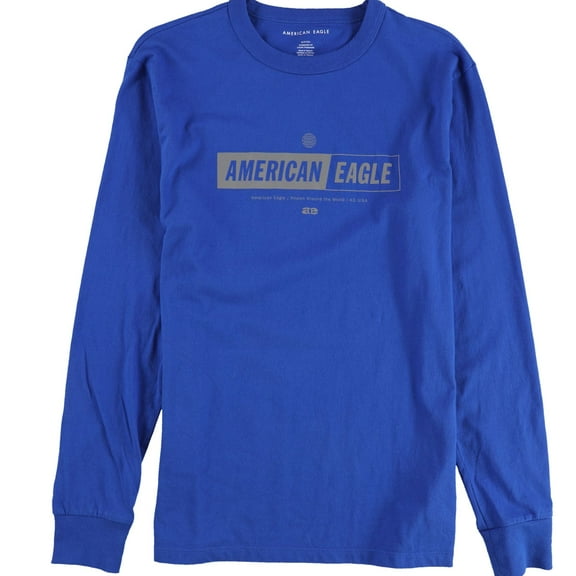 American Eagle Mens Known Around The World Graphic T-Shirt, Blue, Small
