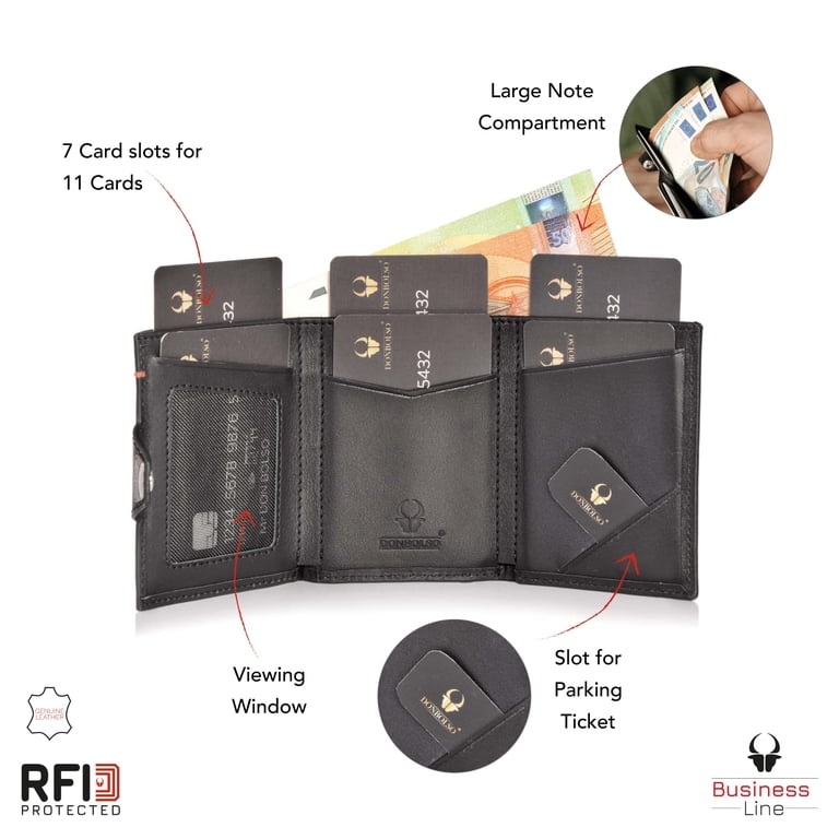 DONBOLSO Nappa Black Wallet NextGen I Slim Trifold Purse w/o Coin