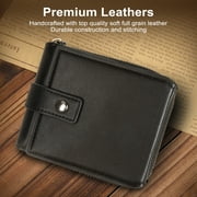 Cshidworld Mens Genuine Leather Zipper Wallet, RFID Shielded, Large Capacity, Vintage Wallet with Snap Coin Pocket, 3 ID Windows, 7 Card Slots & Cash Pocket, Black