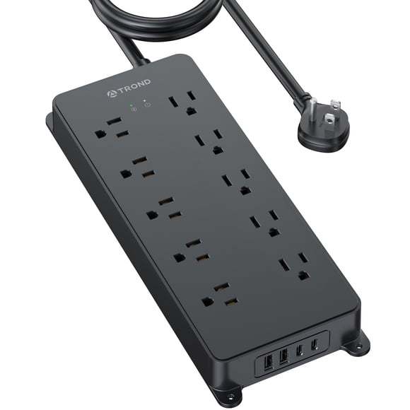 Protector contra sobretensiones para regleta, 2 puertos USB C y 2 puertos USB A, enchufe plano