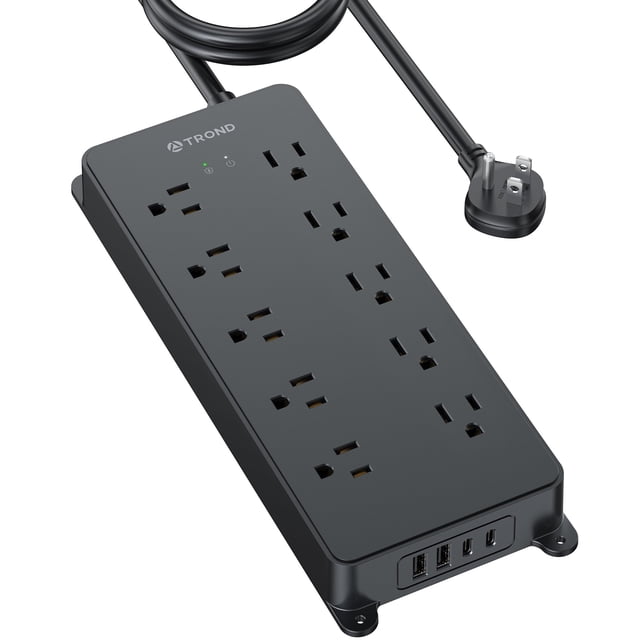 Protector contra sobretensiones para regleta, 2 puertos USB C y 2 puertos USB A, enchufe plano