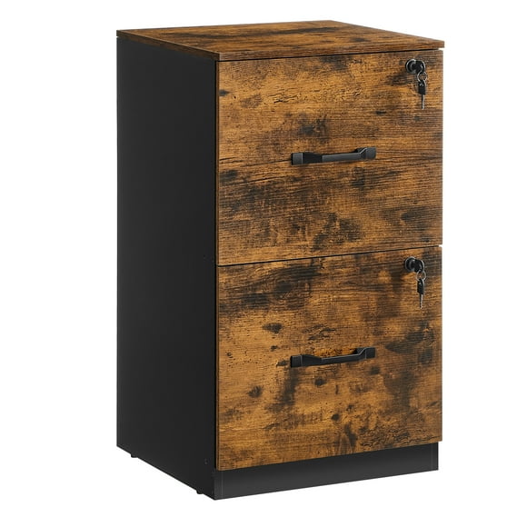VASAGLE Armoire à Dossiers Verticale à 2 Tiroirs, Armoire de Classement pour Bureau à Domicile, Support d'Imprimante, avec 2 Tiroirs Verrouillables, Rail de Suspension Réglable, pour Dossiers Format A4 et Lettre, Brun Rustique