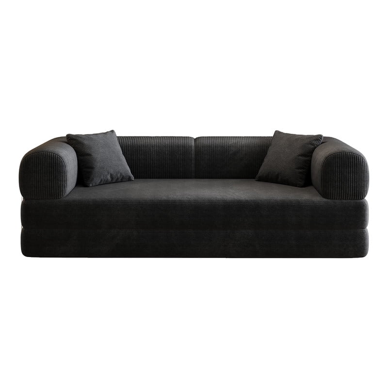 78.8" Convertible Sleeper Sofa Bed, Corduroy Folding Modern Boneless Couch Compression Sofa in Box, Floor Sofa Loveseat with Support Rods
