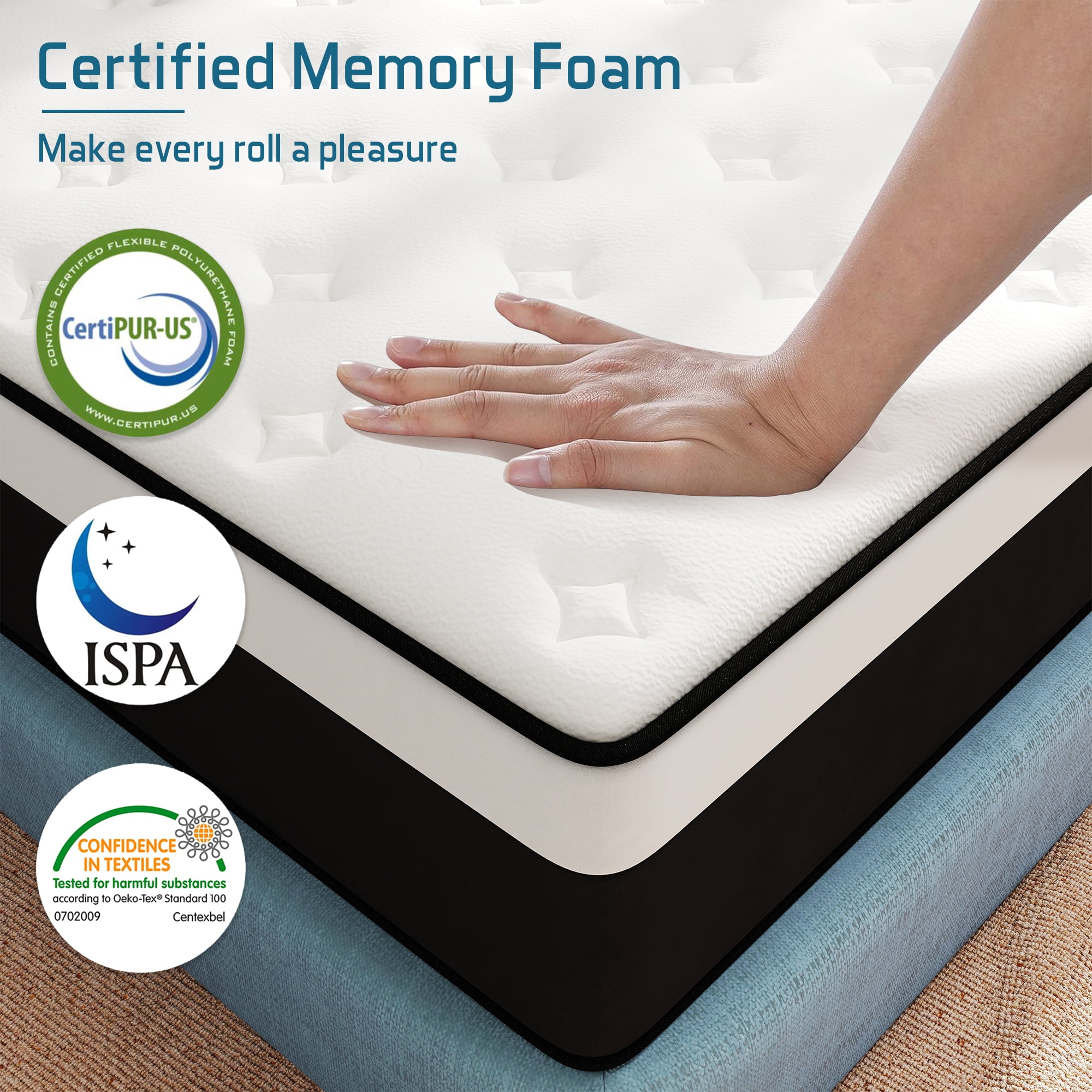 Yilicy 12 inch Queen Mattress Cooling Gel Memory Foam Hybrid Mattress in a box, Pocketed, Medium