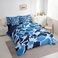 thumbnail image 3 of Manfei Blue Camouflage Twin Bedding Sets 7-Piece, Square Geometric Bedding Comforter Set, Cartoon Cartoon Reversible Sheet Sets, Luxury Bedroom Decor, 3 of 7