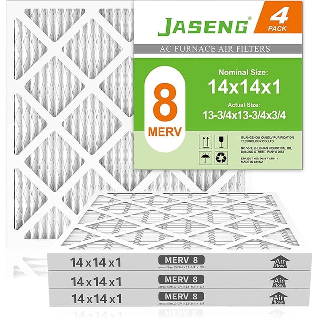 Filtros de aire JASENG 14x14x2 cm MERV 8 plisados, paquete de 4