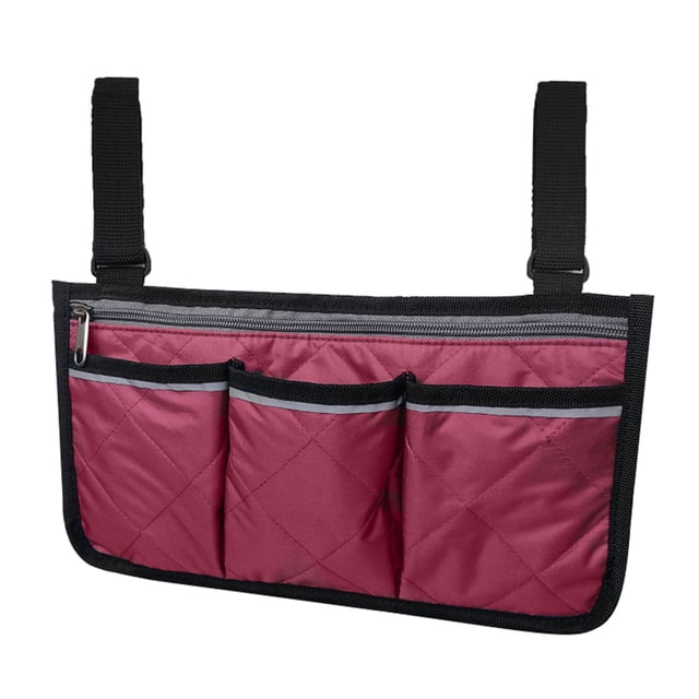 Wheelchair Multi-pocket Side Hanging Bag Storage Pouch with Reflective Strip