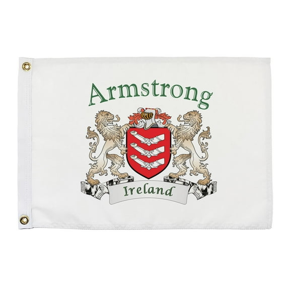 Armstrong Irish Coat of Arms Small White Flag - 16"x10.5" inches