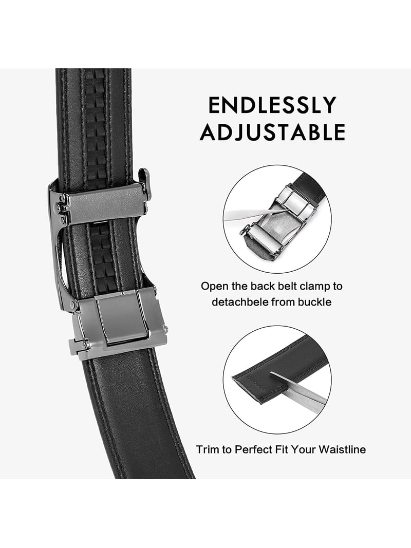 BOSTANTEN Mens Belt Leather Ratchet Dress Belt with Sliding Adjustable  Buckle, Trim to Fit - Walmart.com