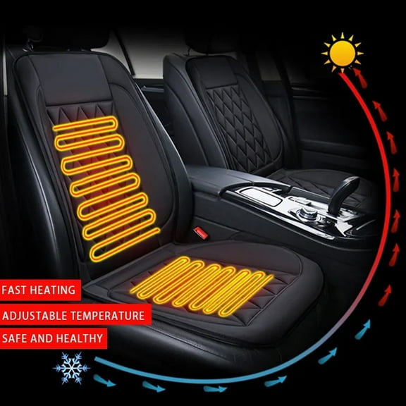 HQinX Heated Car Seat Cushion,Adjustable Temperature, PU Leather,with Thermostat and Overheat Protection,for Cars Trucks Vans SUV - Black
