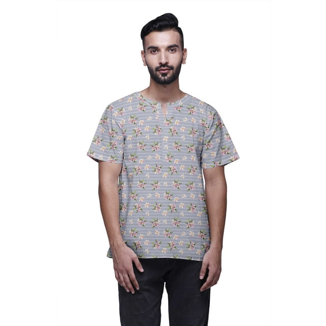 Atasi Kurta Courte Ajustée en Coton Cambric Imprimé Col Trou de Serrure Chemise Décontractée