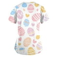thumbnail image 3 of IYYVV Easter Scrub Tops Women Cute Bunny And Eggs Printed Scrub Tops Short Sleeve Holiday Working Uniform with Pockets Pink 3XL, 3 of 3