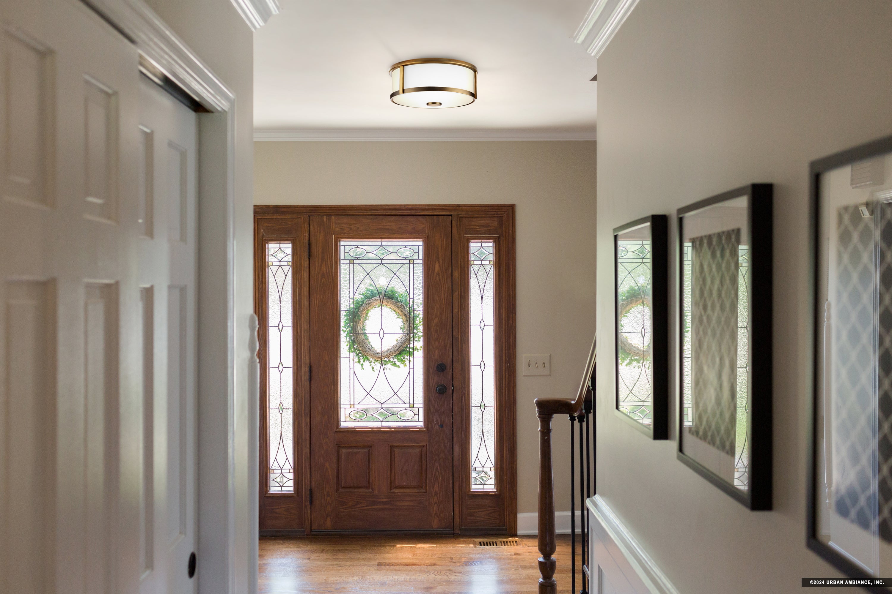 Luxury Modern Farmhouse Ceiling Light, Vintage Brass, UHP4598