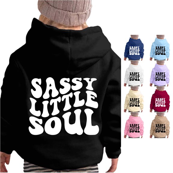 WhouRiu Girls Letter Graphic Hoodies Kids Long Sleeve Hooded Pullover Autumn Winter Cute Cozy Casual Sweatshirts With Pockets,5-6 Years