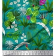 thumbnail image 1 of Soimoi Moss Georgette Fabric Orchid,Palm & Monstera Tropical Print Fabric by The Yard 42 Inch Wide, 1 of 1