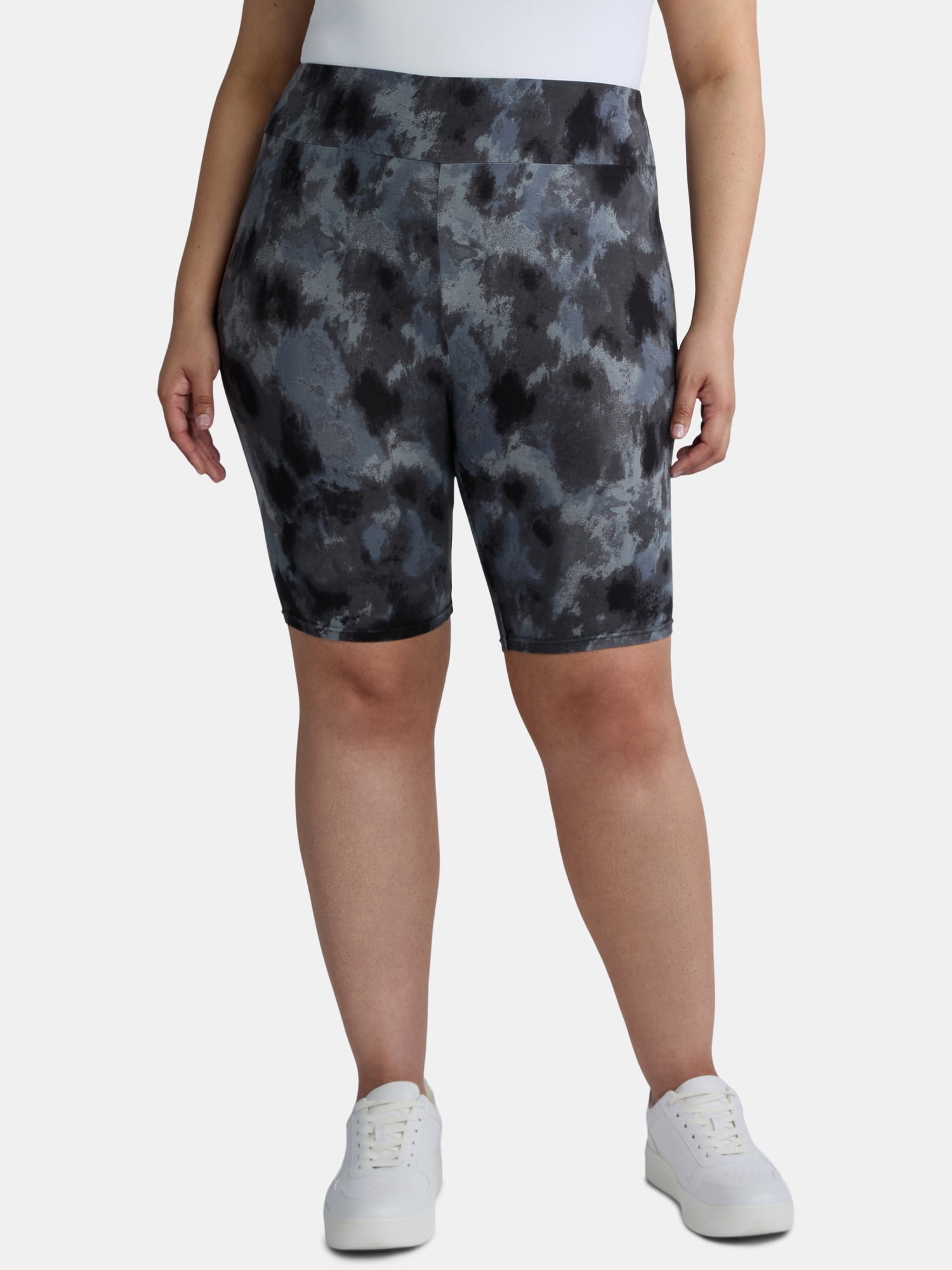 Terra & Sky Women’s Plus Size Bike Shorts, 10" Inseam, 2-Pack, Sizes 0X-5X
