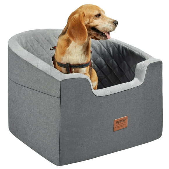 Asiento de coche para perros VEVOR, asiento elevador impermeable para perros para coche con bolsillo de almacenamiento, correa de seguridad con clip y relleno de esponja