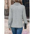 thumbnail image 6 of Women'S - Tunic Sweaters Long Sleeve Ribbed Knit Comfy Loose Casual Fall Sweater Grey L, 6 of 7