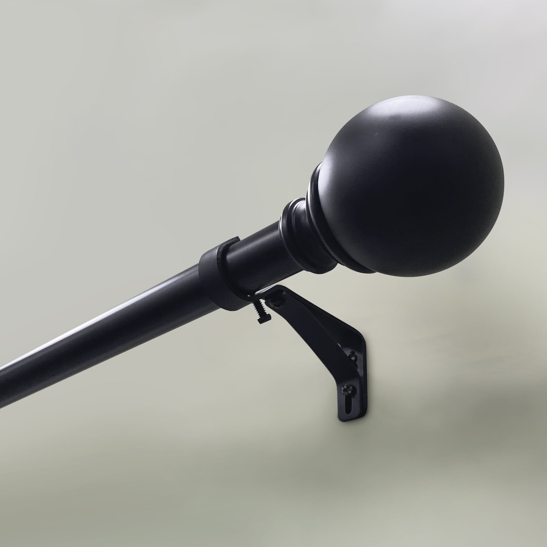 Better Homes & Gardens 1" Matte Black Metal Ball Single Curtain Rod 120-180"
