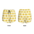 thumbnail image 3 of Wukai yellow argyle Print Women' double-layer Shorts for Athletic Gym Running Shorts with Phone Pockets-Large, 3 of 7