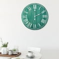 thumbnail image 3 of Elegant Designs 23" Large Wood Plank Coastal Rustic Wall Clock, Dark Aqua Wash, 3 of 8