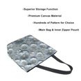 thumbnail image 3 of Open Top Canvas Tote Bag with Zipper Reusable Shopping Bag 13.5x15" Roomy Carryall Silver Flowers Pattern, 3 of 9
