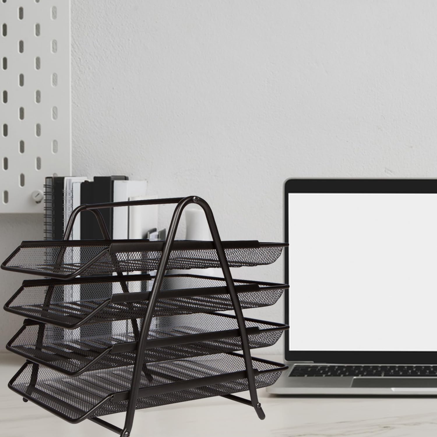 Desk Organizer，Paper Tray Organizer for Desk，4-Letter Tray Office Desk Paper Organizer, Desk Accessories & Workspace Organizers,Black