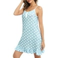 thumbnail image 2 of WBQ Nightgown for Women Sleepshirts Sleeveless Chemise Button Down Nightshirt Crewneck Polka Dots Loungewear Casual Mid-Length Sleepwear,Blue L, 2 of 9