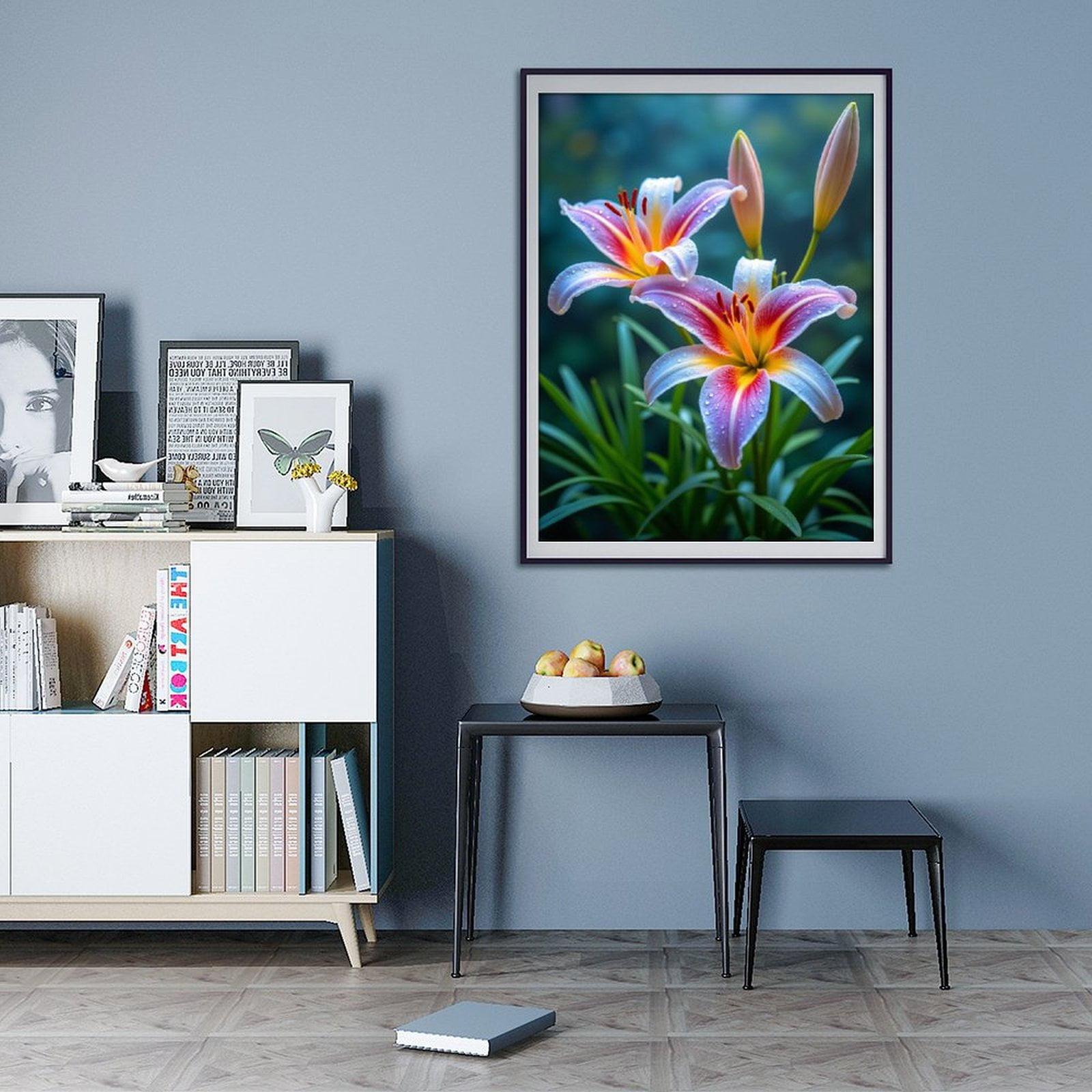 Diamond Art Kit for Adults, Colorful Lily Blossom Dewdrops Diamond Painting for Adults Beginners, 5D DIY Diamond Art Painting Kits, Colorful Diamond Painting Craft for Home Decor 12x16