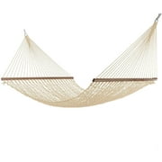 Project One Large 12FT Rope Hammock, Quick Dry Rope Hammock with Double Size Solid Wood Spreader Bar Outdoor Patio Yard Poolside Hammock, 2 Person 450 Pound Capacity