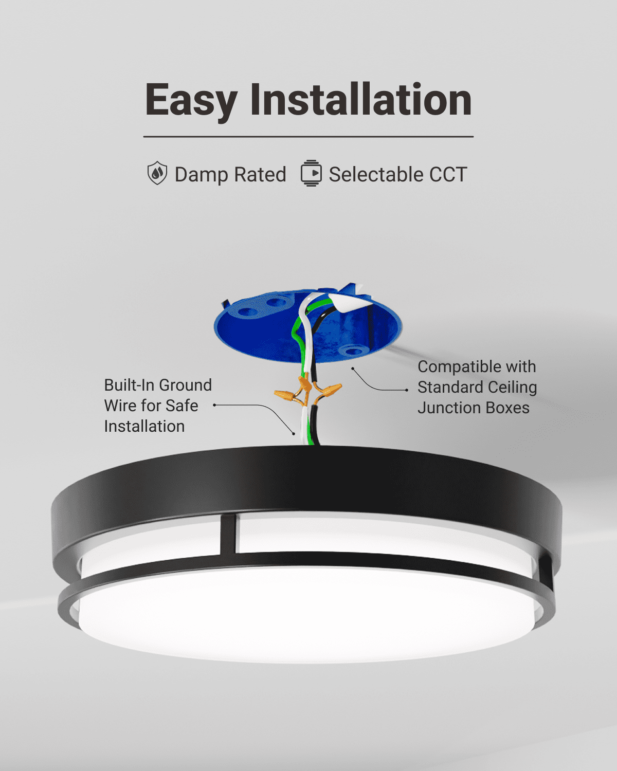 Sunco 6 Pack 13 Inch LED Ceiling Mount Light Fixture, Close to Ceiling Round Flat Light, 21W, 1200 LM, Selectable CCT 2700K/3000K/4000K/5000K/6000K, Dimmable, Hardwired ETL