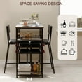 thumbnail image 3 of Yiwa Compact 3 Piece Dining Table Set, Features 2 Faux Leather Chairs, Built-In Wine Rack and Cup Holder, Rectangle Table with 4-Tier Shelves for Kitchen, Breakfast Nook, or Studio Apartment, 3 of 8