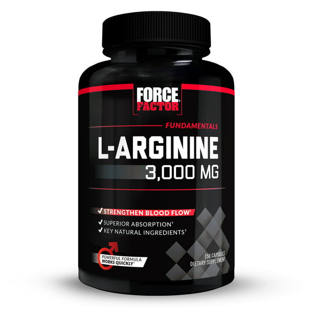 overbelastning tolv oprindelse Force Factor L-Arginine Nitric Oxide Supplement with BioPerine to Help  Build Muscle and Support Stronger Blood Flow, Circulation, Nutrient  Delivery, and Pumps, L-Arginine 3000mg, 3g, 150 Capsules - Walmart.com