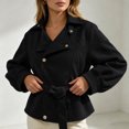 thumbnail image 7 of Enjoytime Cropped Jackets for Women Long Sleeve Notch Lapel Belted Short Trench Coat Fall Fashion Trendy Work Casual Outerwear, 7 of 7