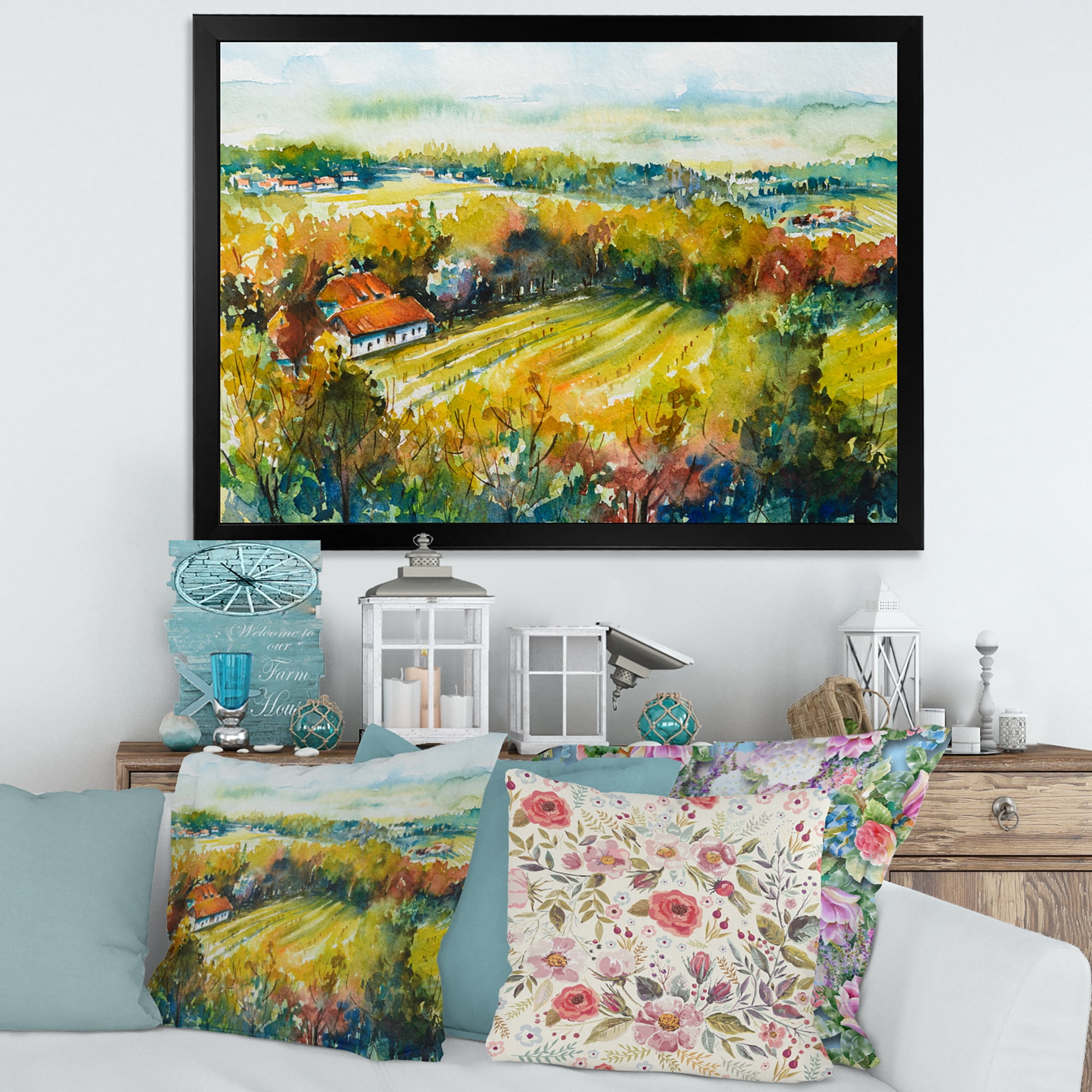 Designart 'Autumn Rural Landscape' Country Framed Art Print