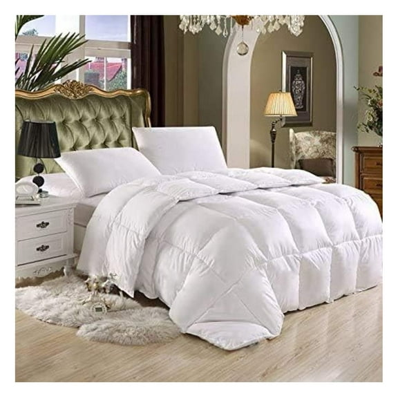 Goose Down Comforter Twin/Twin XL - 600 Thread Count Egyptian Cotton - 750 Fill Power - 65oz - White