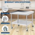 thumbnail image 2 of 36 In x30 In Rolling Stainless Steel Grill Cart and Prep Table - Heavy-Duty Commercial Workstation with Adjustable Undershelf and Backsplash, 2 of 7