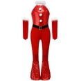 thumbnail image 4 of inhzoy Kids Girls Christmas Dance Outfit One Piece Sleeveless Velvet Bodysuit with Arm Sleeve Set Red 6, 4 of 7