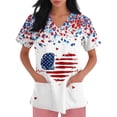 thumbnail image 3 of 250th Anniversary USA Scrub Tops Women American Flag Print Stretch V Neck Scrubs 4th of July Nurse Working Uniforms with Pockets, 3 of 4
