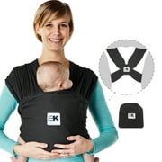 Baby K'tan Breeze Baby Wrap Carrier, Infant and Child Sling - Simple Pre-Wrapped Holder for Babywearing - No Tying or Rings - Carry Newborn up to 35 lbs, Black, Large(W Dress 16-20 / M Jacket 43-46)