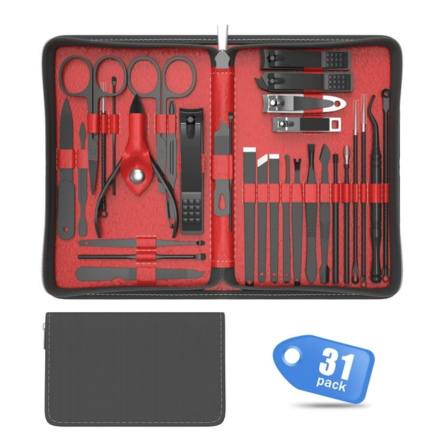 Set de manicura y pedicura TSEOA 31 piezas con lujoso estuche de viaje