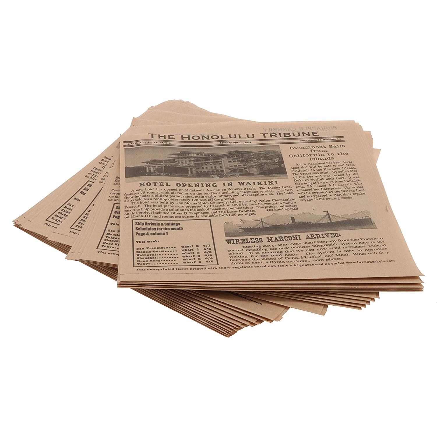G.E.T. Grease-Resistant Food Basket Liners, Honolulu Newsprint, 7" x 7" (2000 Sheets)
