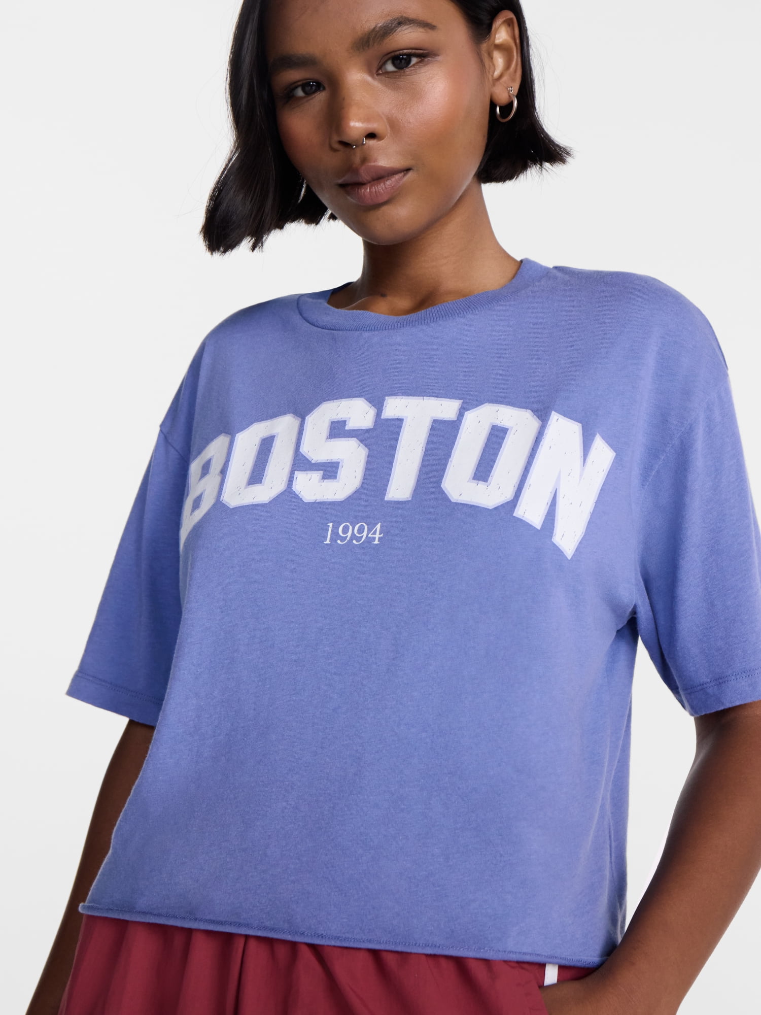 No Boundaries Boxy Cropped Graphic Tee, Women's XXS-XXL