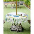 thumbnail image 4 of Fsddascl Blue Yellow Spring Floral Outdoor Tablecloth - 60 Inch Round Dining Table Cover, Flowers Summer Botanical Waterproof Outdoor Table Cloth with Umbrella Hole & Zipper for Picnic/Patio/Party, 4 of 7
