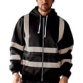 thumbnail image 1 of Sudadera con capucha de manga larga con tira reflectante para hombre, Tops con cremallera y capucha a la moda para uso diario al aire libre, 1 of 2